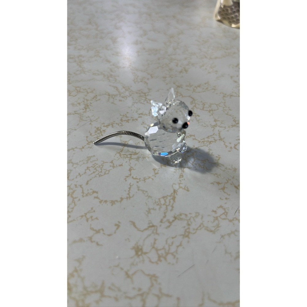 Swarovski Crystal Mouse Figurine‎ Metal Tail Black Eyes 7659